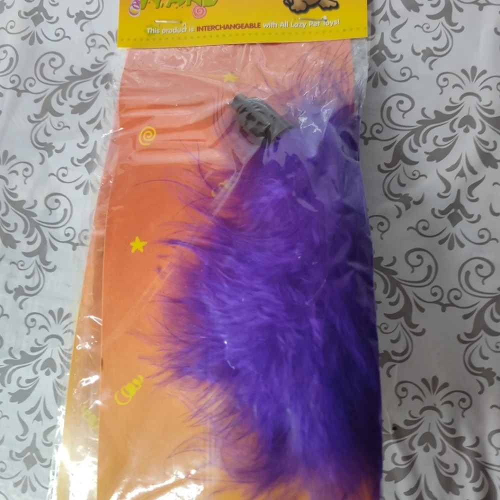Lot of 3 Lazy Pet Interactive Tiger Tail Tease Cat Toy Purple, Green & Yellow C4